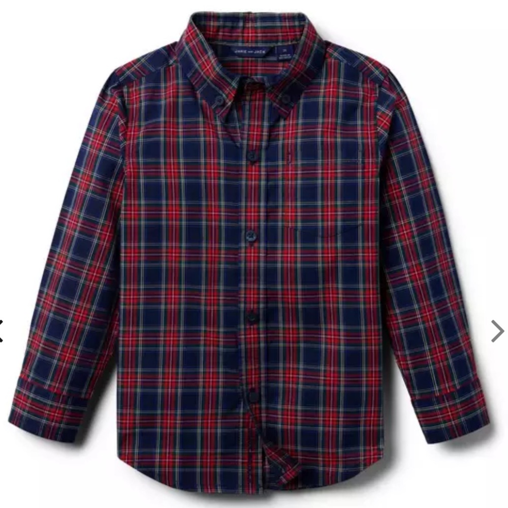 EUC💙❤️J&J boys long sleeve Plaid button up Shirt